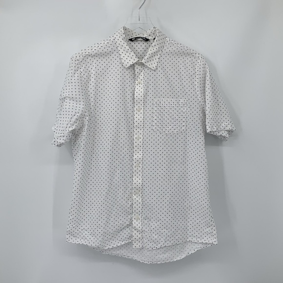 Travis Mathew short sleeve button shirt white diamond cotton collar men Large - Picture 1 of 4
